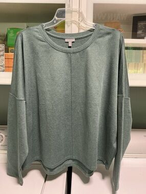 Talbots Heathered Green Super Soft Crewneck Pullover Top, XL - NEW/NWOT